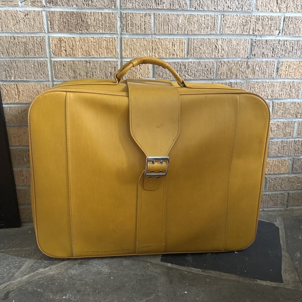 Vintage Medium SAMSONITE Hard-Sided Leather Travel Case Retro 1960s-70'S Retro